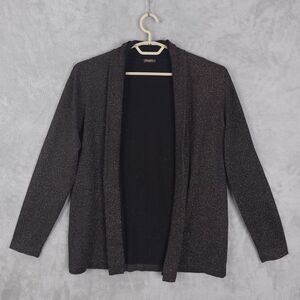 J McLaughlin Cardigan Sweater Womens Sz XL Black Metallic Long Sleeve Open Front